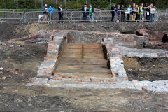 
Base of the settling tank within the Sheppard Feldspar washer, Cyfarthfa Ironworks, September 2013